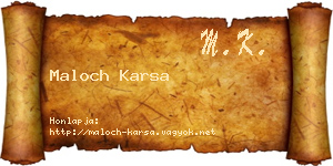 Maloch Karsa névjegykártya